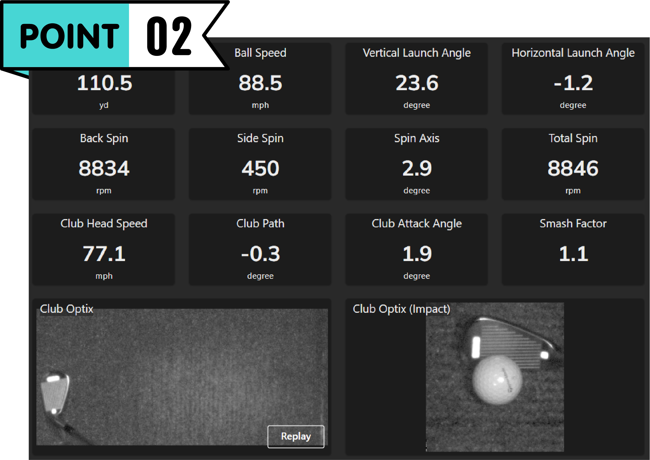 point2画像。Golph.clubのシミュレーターの写真。世界最高精度のシミュレータのスクリーンショット